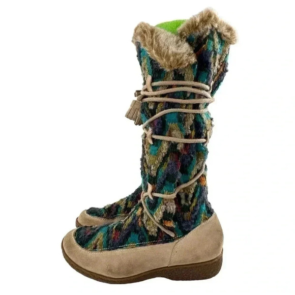 Sam Edelman boots size 9 multicolored wool suede knee high bohemian boho tribal - Picture 3 of 14